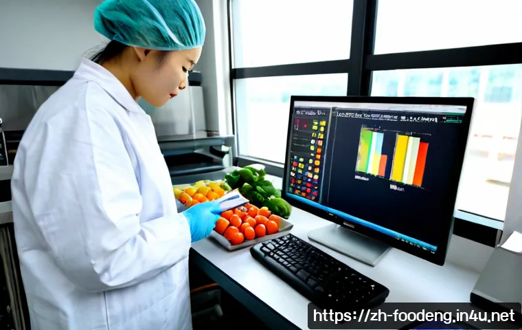 식품 산업에서의 머신러닝 기반 품질 예측 - Photorealistic food processing quality control laboratory, a food scientist in clean protective clot...